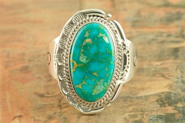 Genuine Manassa Turquoise Sterling Silver Ring